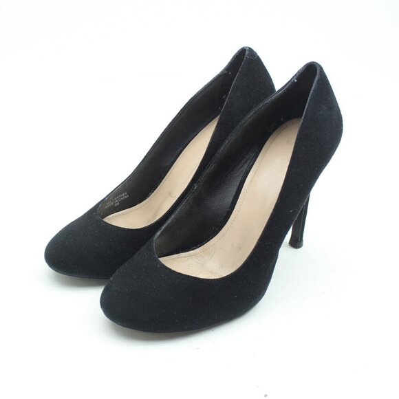 Pour la Victoire Womens Sz 8 Black Suede Vero Cuoio Leather Pumps Stiletto Heels - Picture 4 of 11